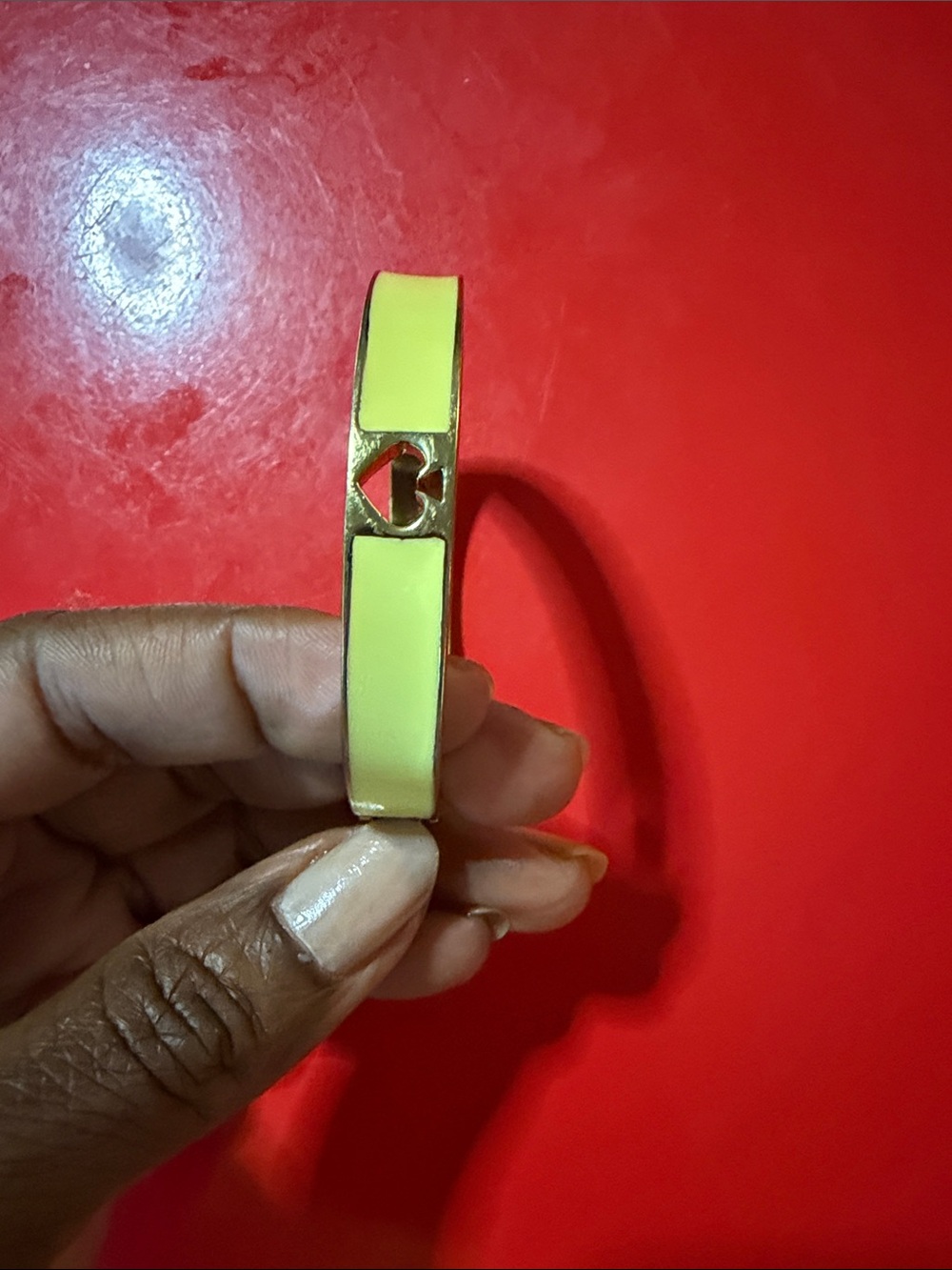 kate spade Yellow Enamel Bangle with Gold Heart Accent